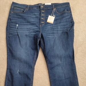 LAUREN CONRAD High Rise Distressed Skinny Ankle Jeans For Women Blue Size 22W